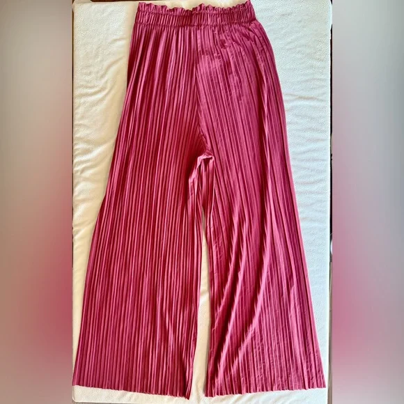 women’s mauve Pink Pleated sheer Pants - Picture 3 of 3